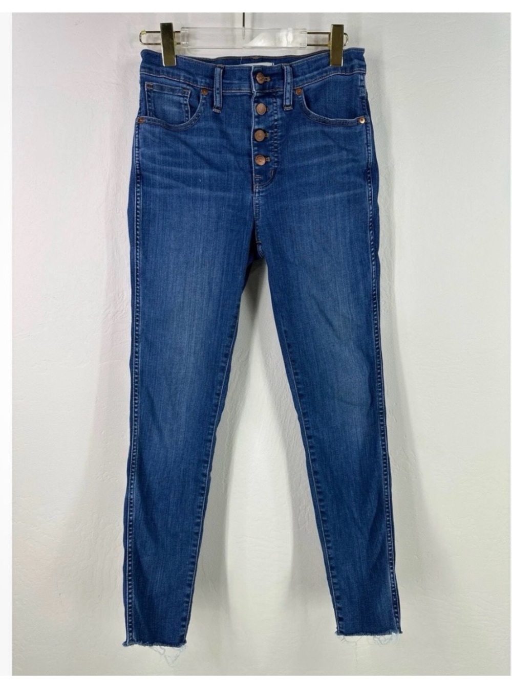 Madewell 10’’ High Rise Women's Button-Fly Skinny Jeans in Blue Wash